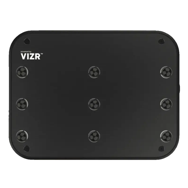 NeuroVizr headset with light patterns demonstrating immersive light and sound stimulation
