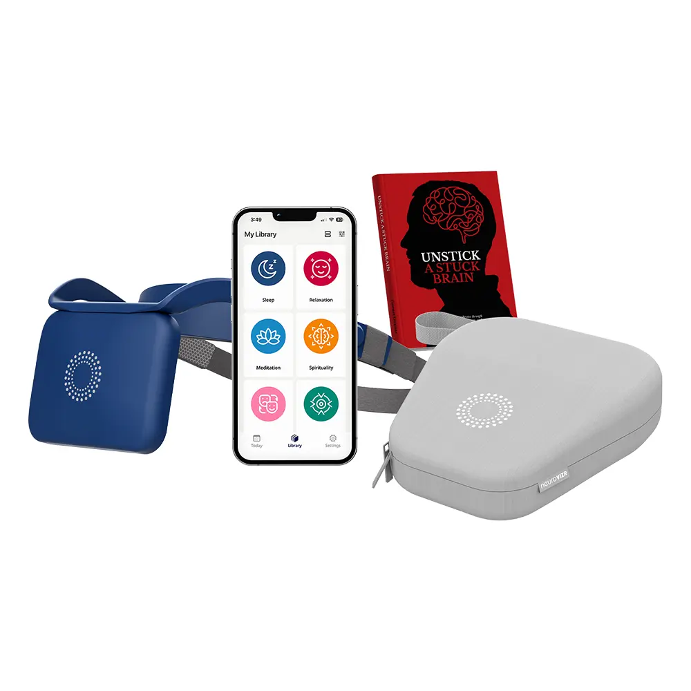 NeuroVizr Starter Pack – device, app, premium carry case and Unstick a Stuck Brain book bundle